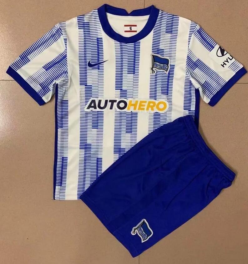 2021/22 Hertha Kids Home Soccer Kits Shirt With Shorts